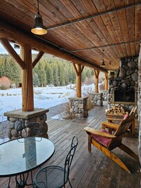 Our porch w/fireplace