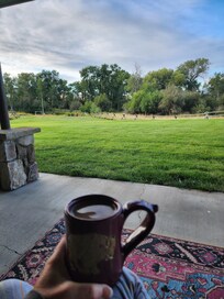 Relaxing morning coffee view