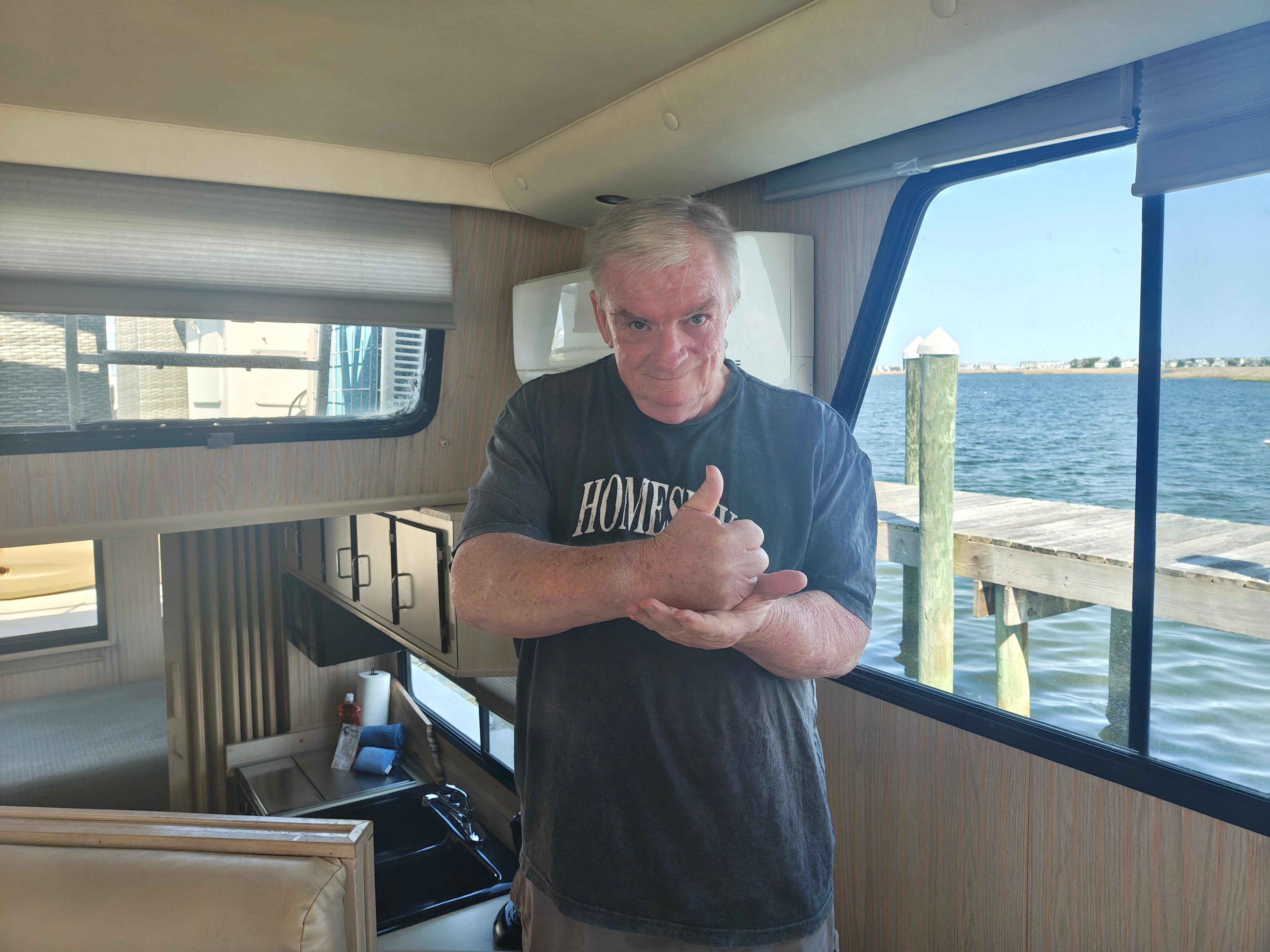 Inside of the boat.  
