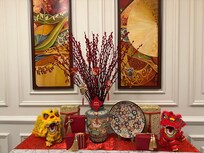 Elevator lobby with lunar new year decorations