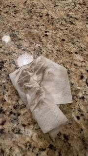 This was one of the wipes after we wiped the countertop down.