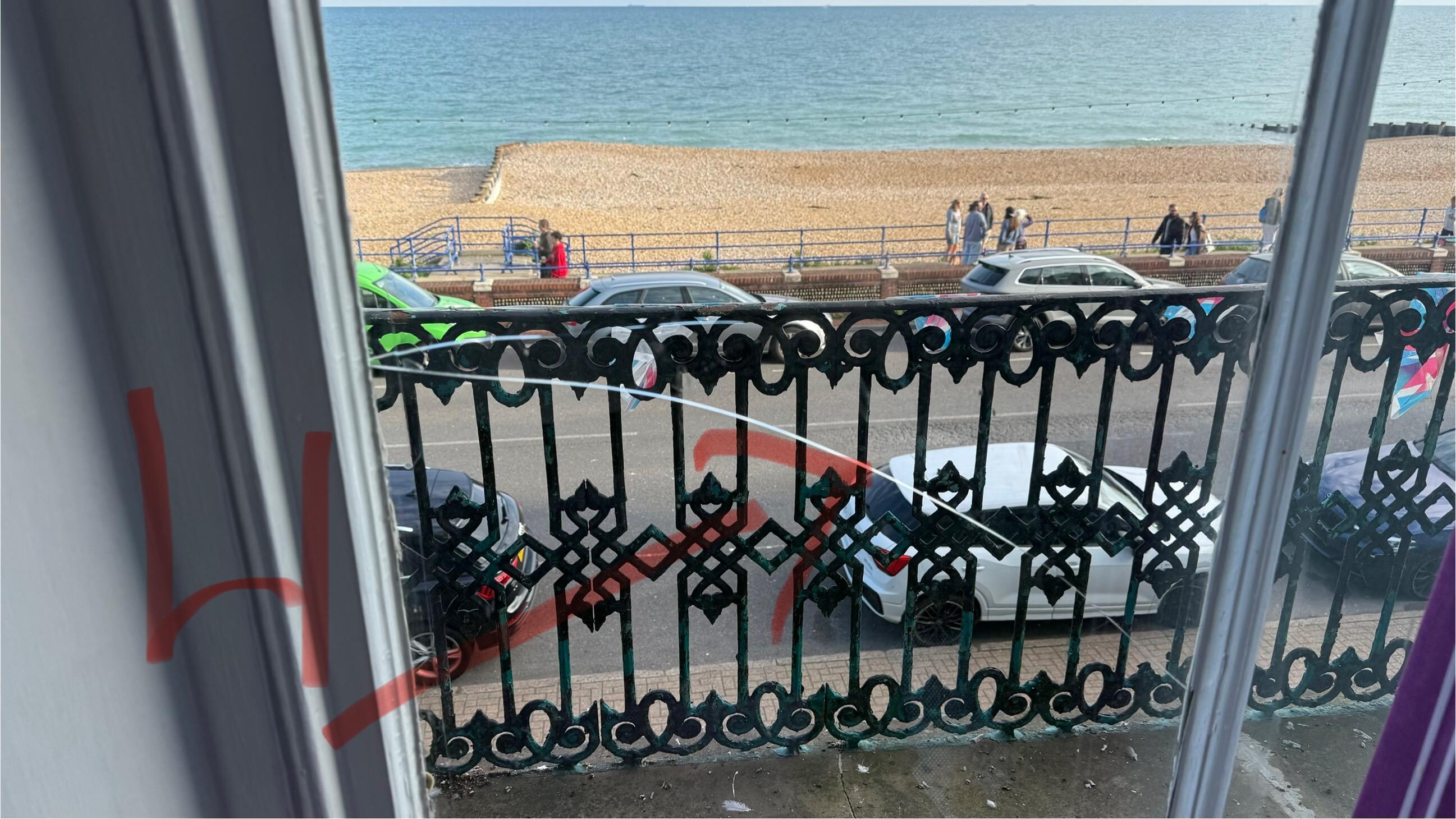 Two cracks in center window