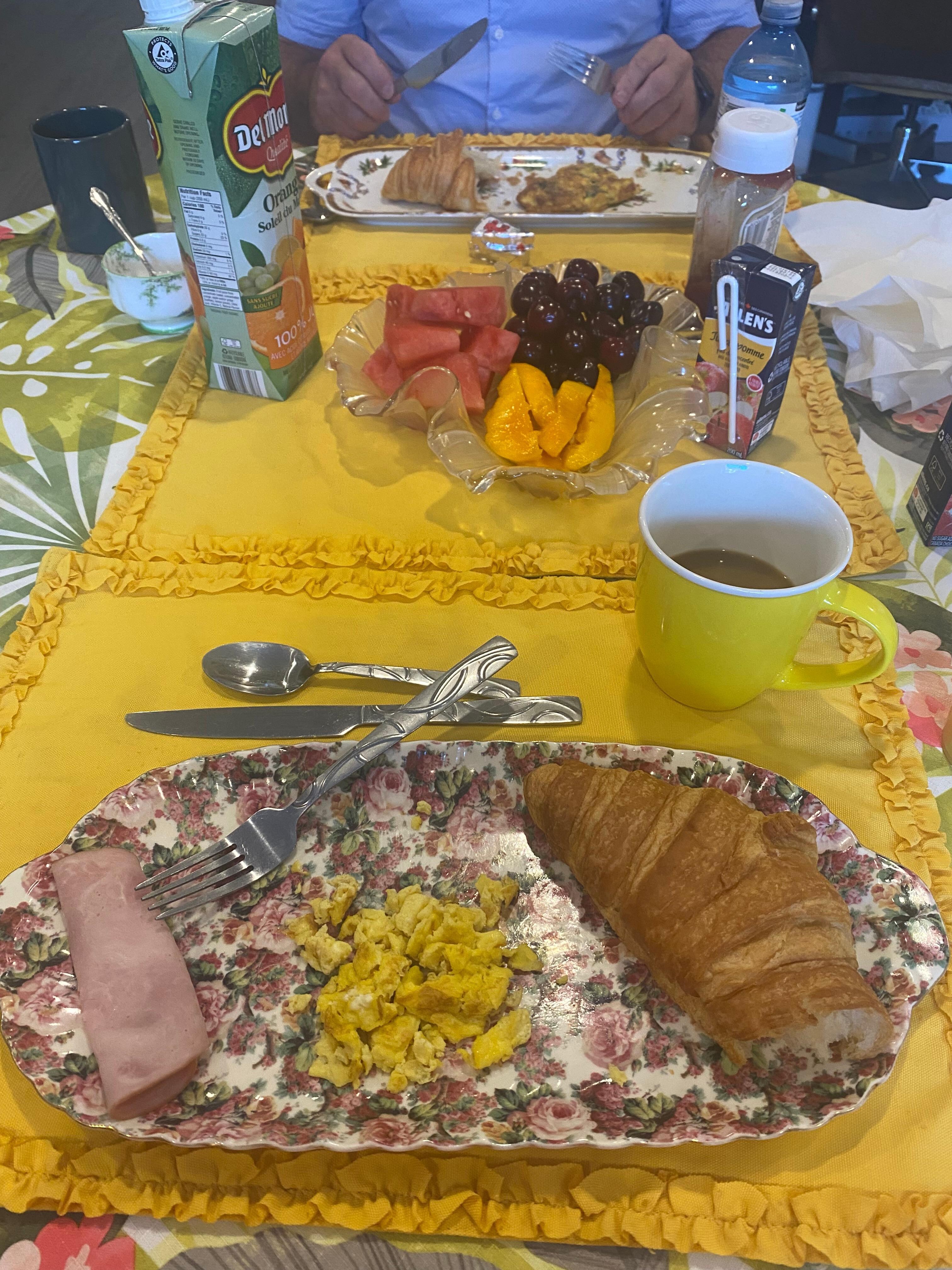 Breakfast. Forgot to take a picture before we started. It was amazing