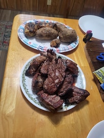 Steak marinated in Pepsi and grill tators