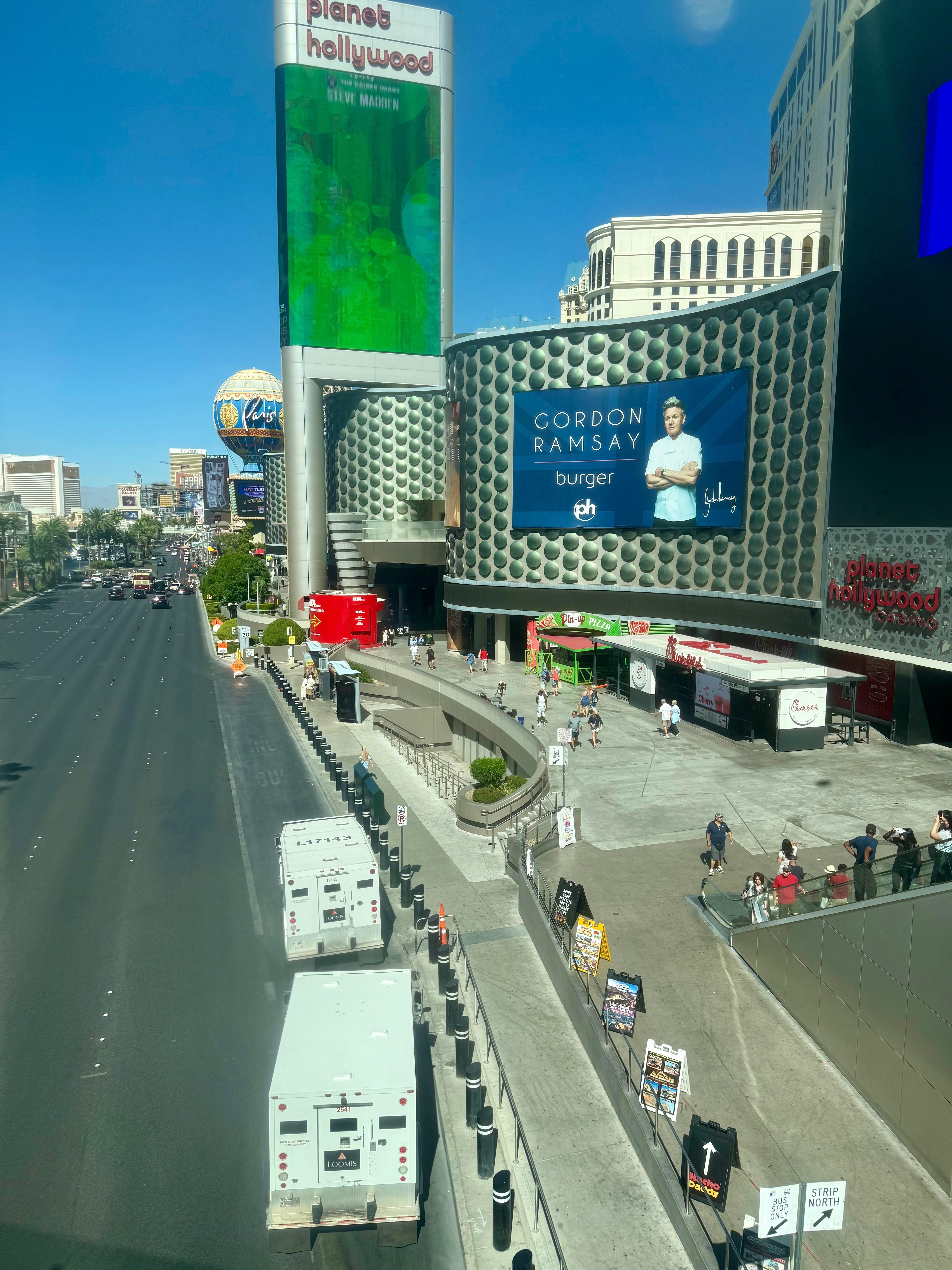 View of the strip from the walkway from Planet Hollywood.