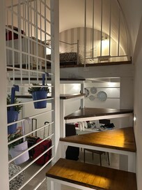 Stairs up to the bedroom