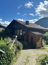 The small chalet apartment with two bedrooms where we stayed.