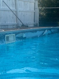 Torn liner and you can see how far down the pool was from filer
