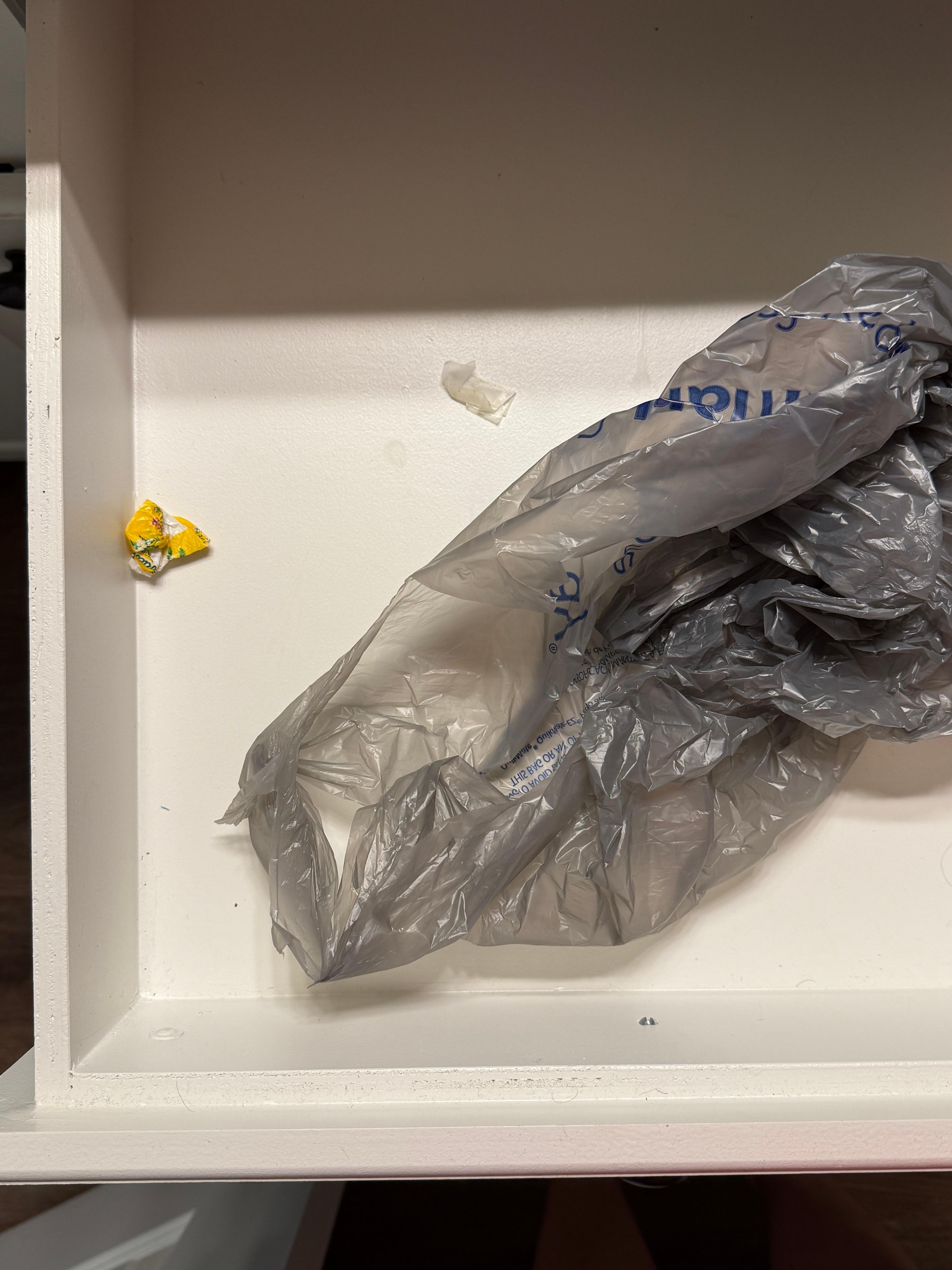Trash in master bathroom drawer