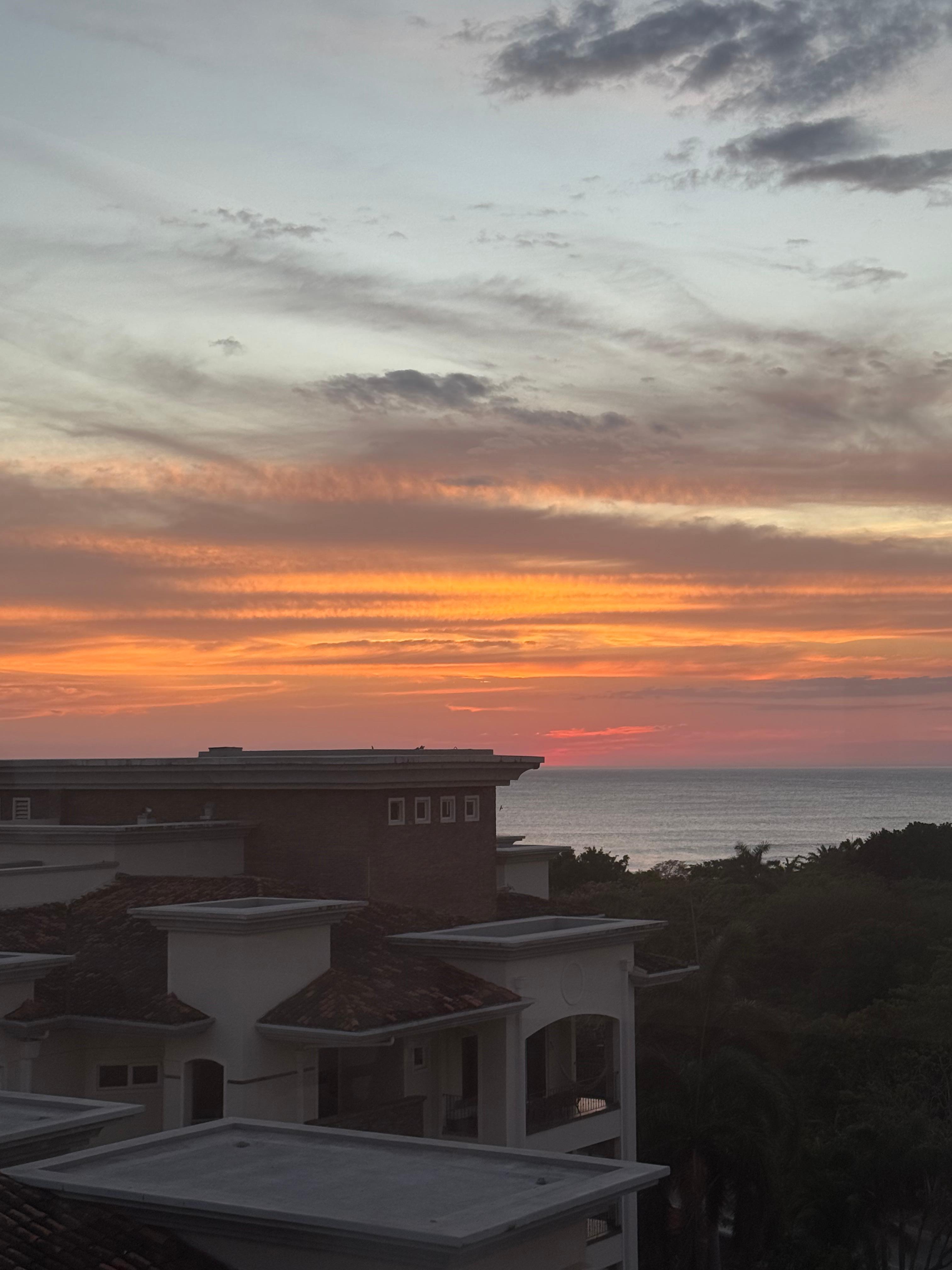 Sunset view from the top deck of the building. 