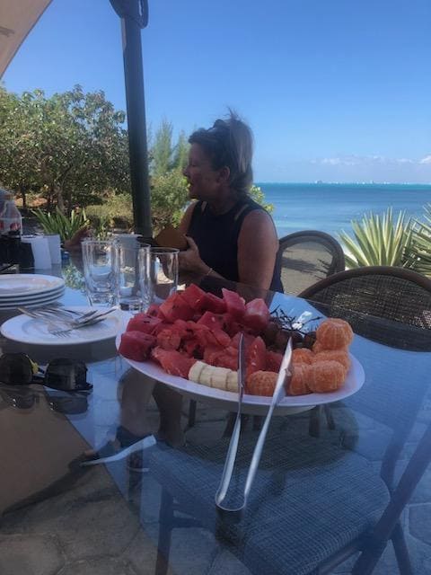 Carlos and Ramone served fruit on the terrace for us.Yumm