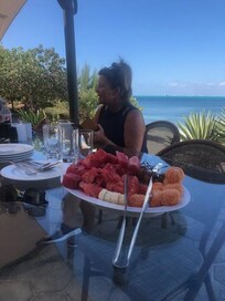 Carlos and Ramone served fruit on the terrace for us.Yumm