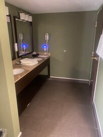 Large accessible bathroom with double sinks