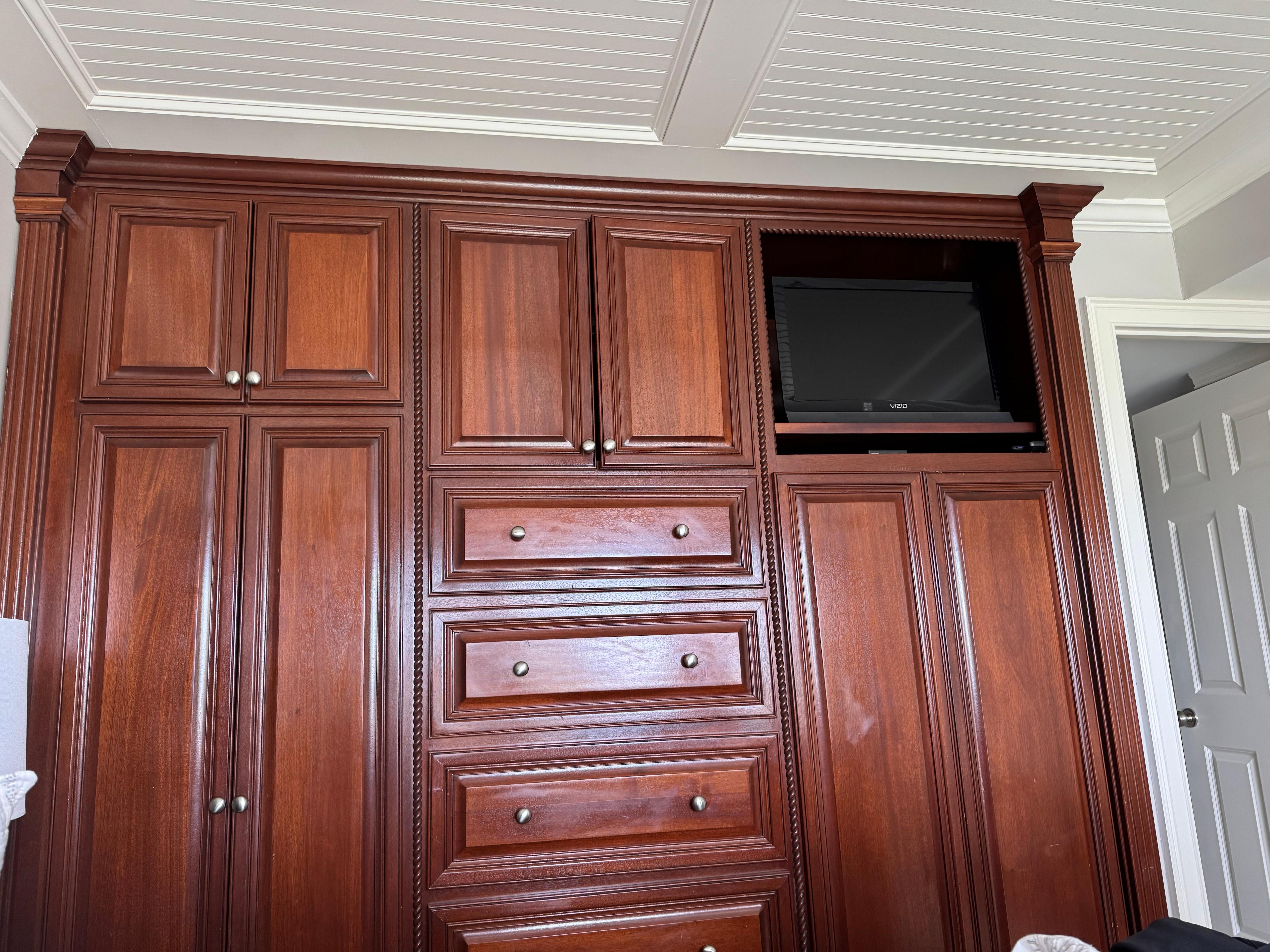 The most gorgeous built ins! It reminded me of Europe. Great for storage while we were there.