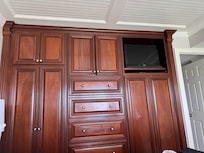 The most gorgeous built ins! It reminded me of Europe. Great for storage while we were there.