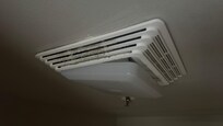 Fan blew dirt out in bathroom