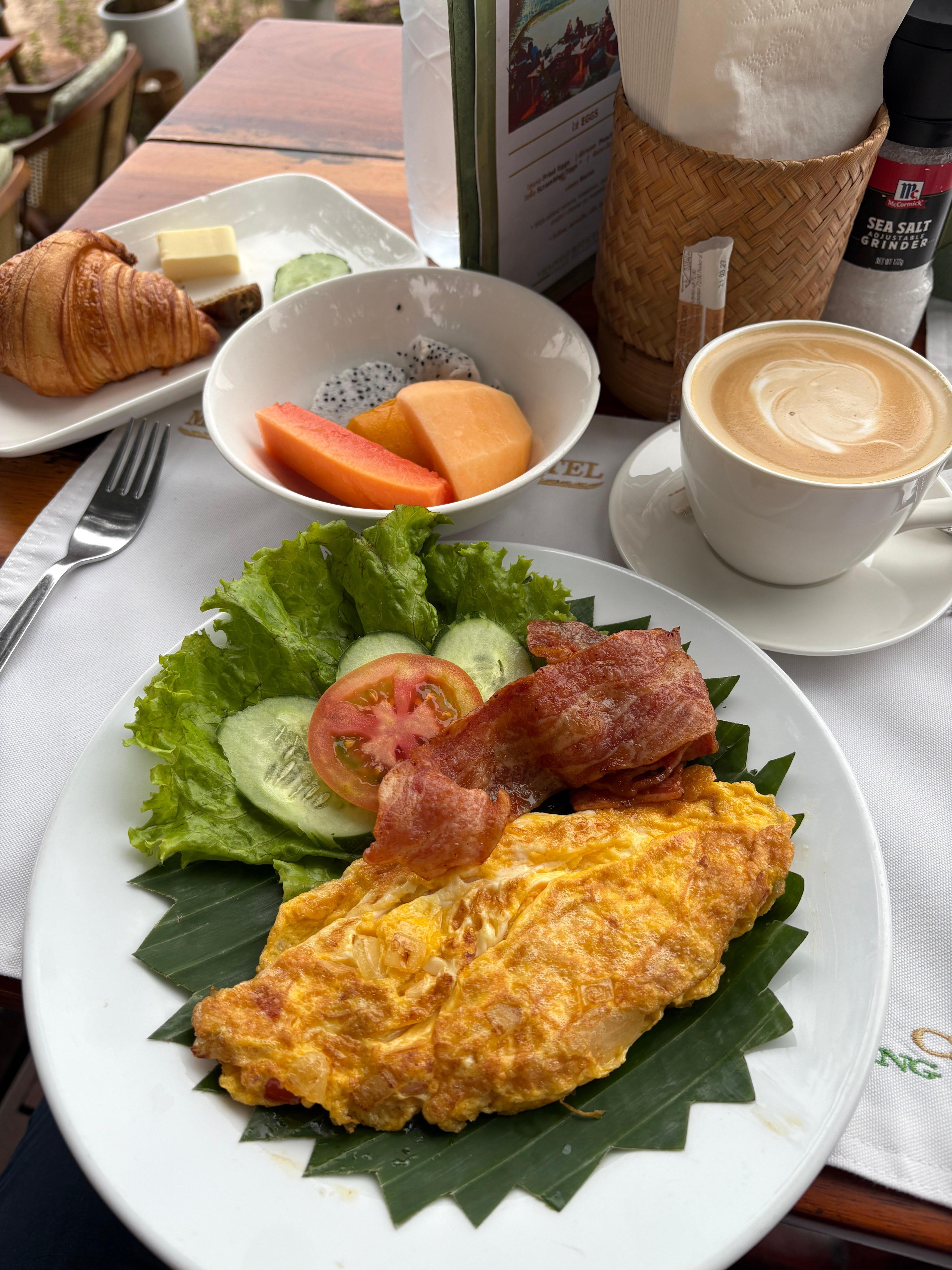 Breakfast on the Mekong River. 