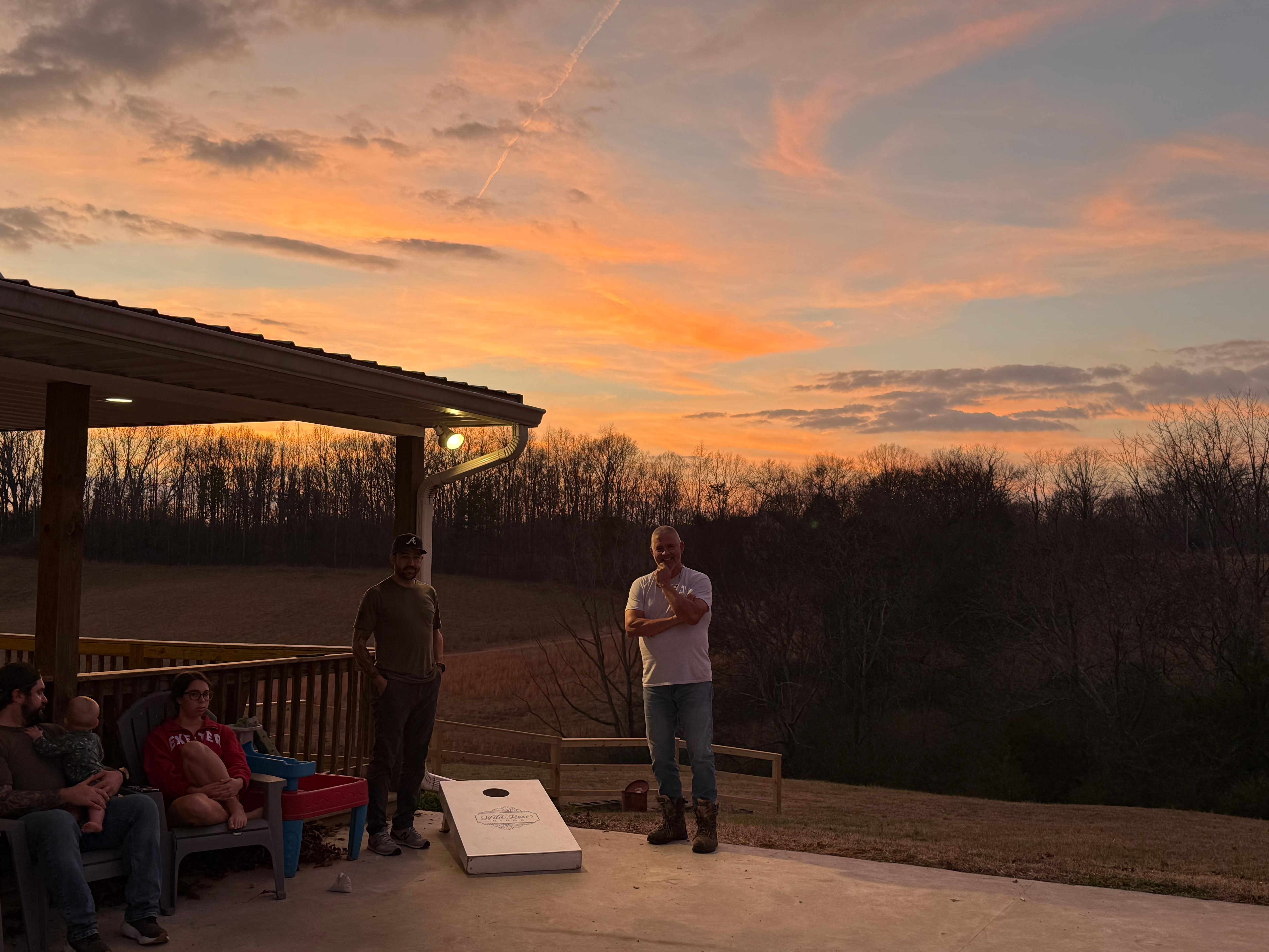 Family corn hole competition 