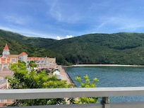 View of North Plaza from pool
