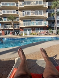 Sitting in the pool area