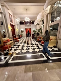 Before getting to your room.