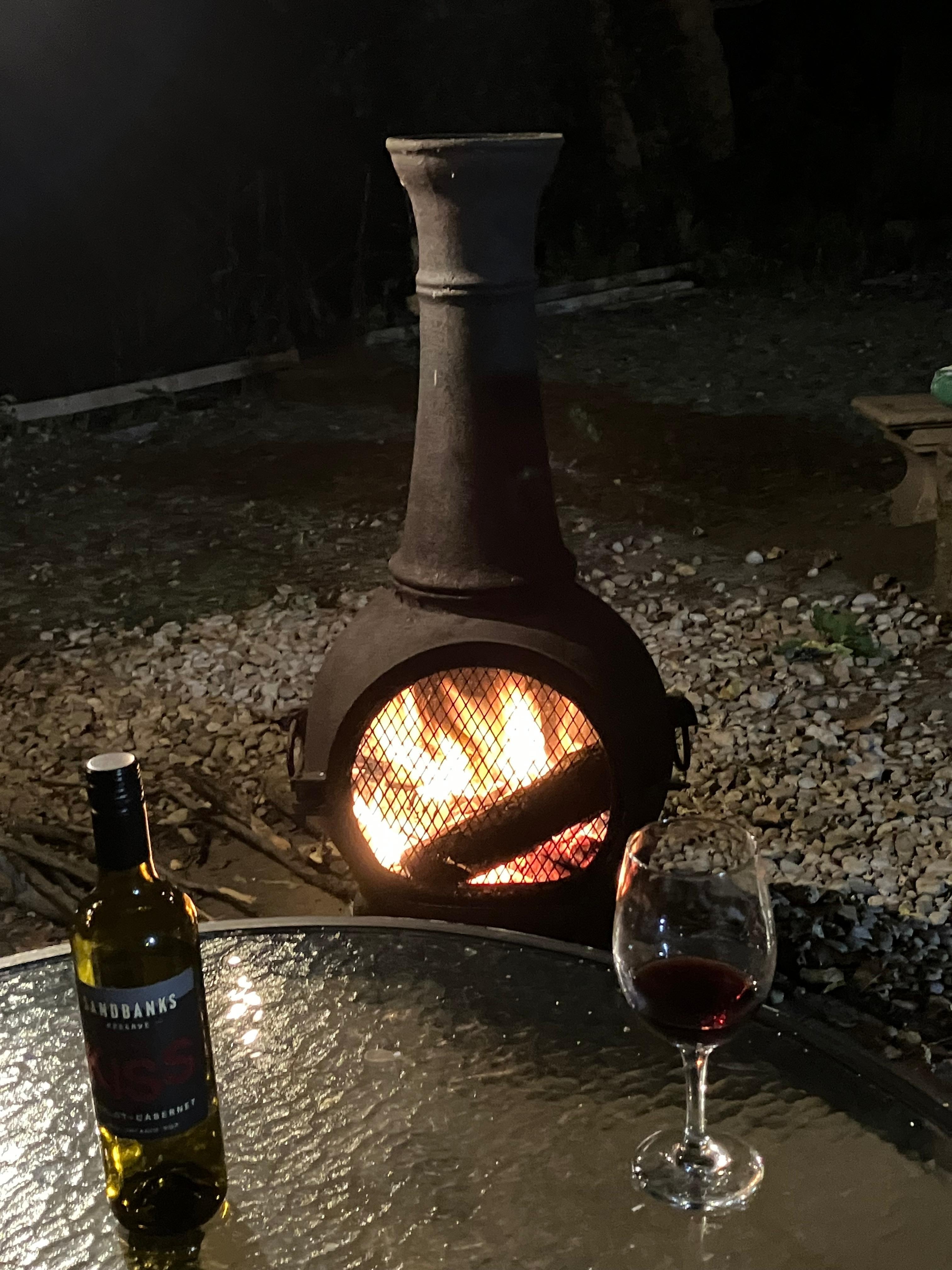 Fireside in the back yard by the River.