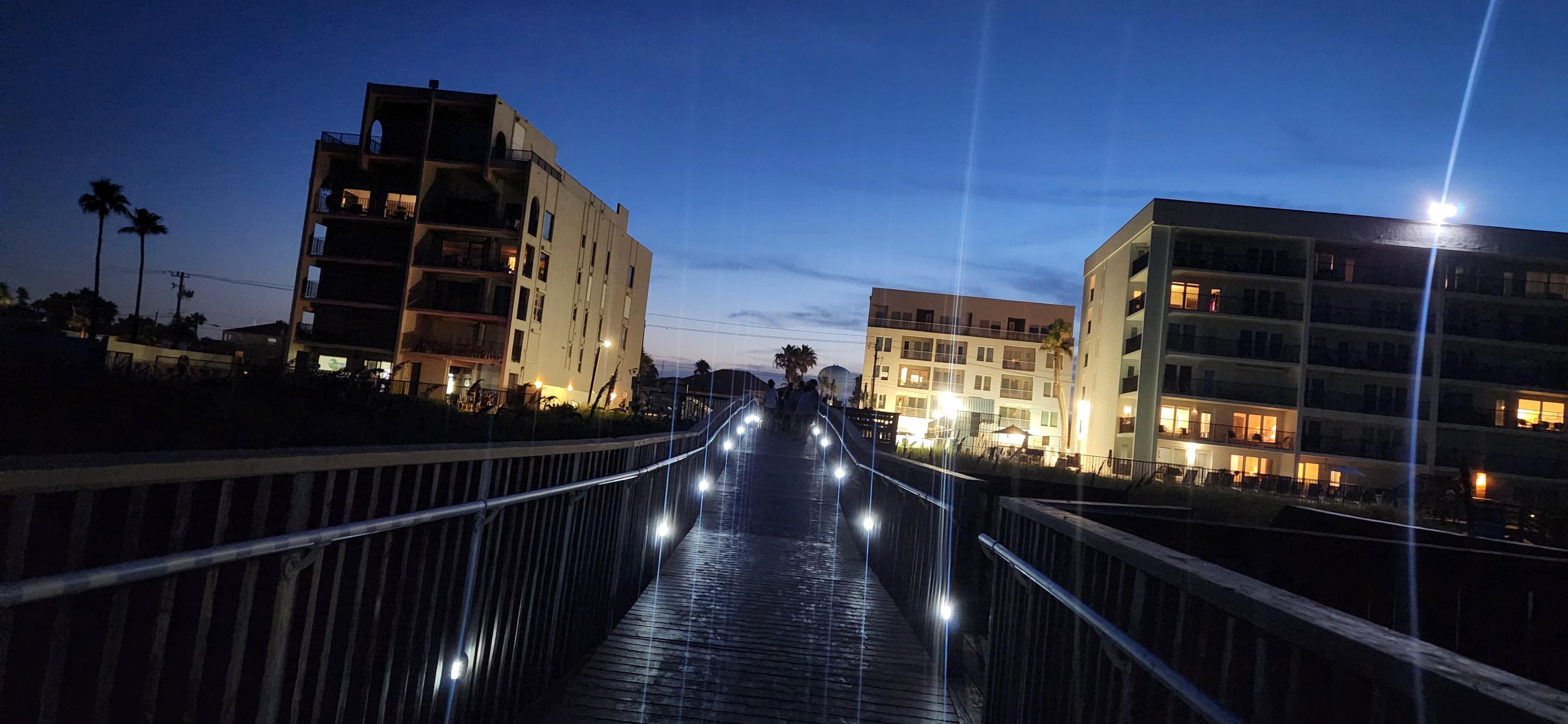 The beach access closest to the house at sunset.