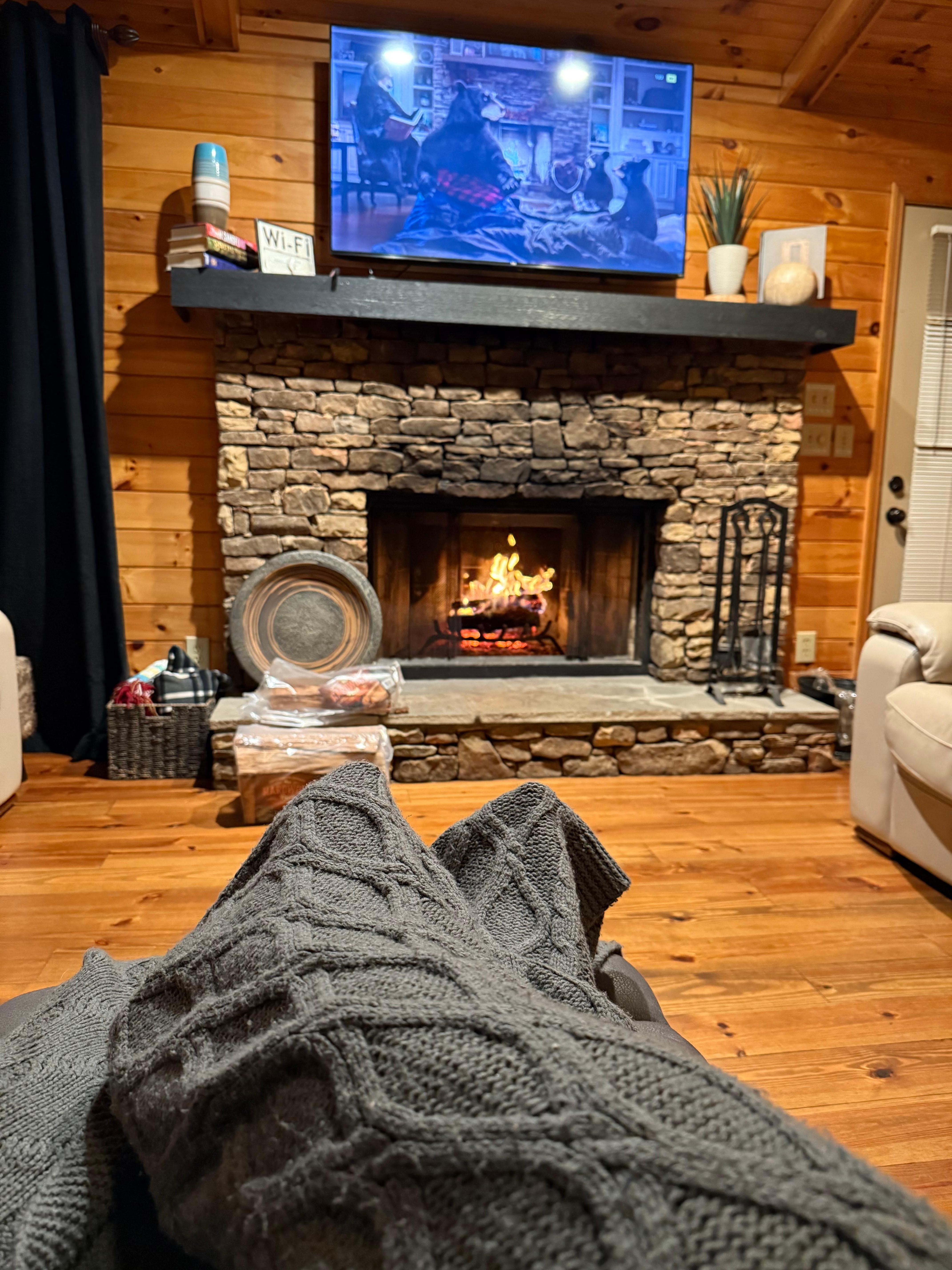 The fireplace was a nice touch on the cold nights 