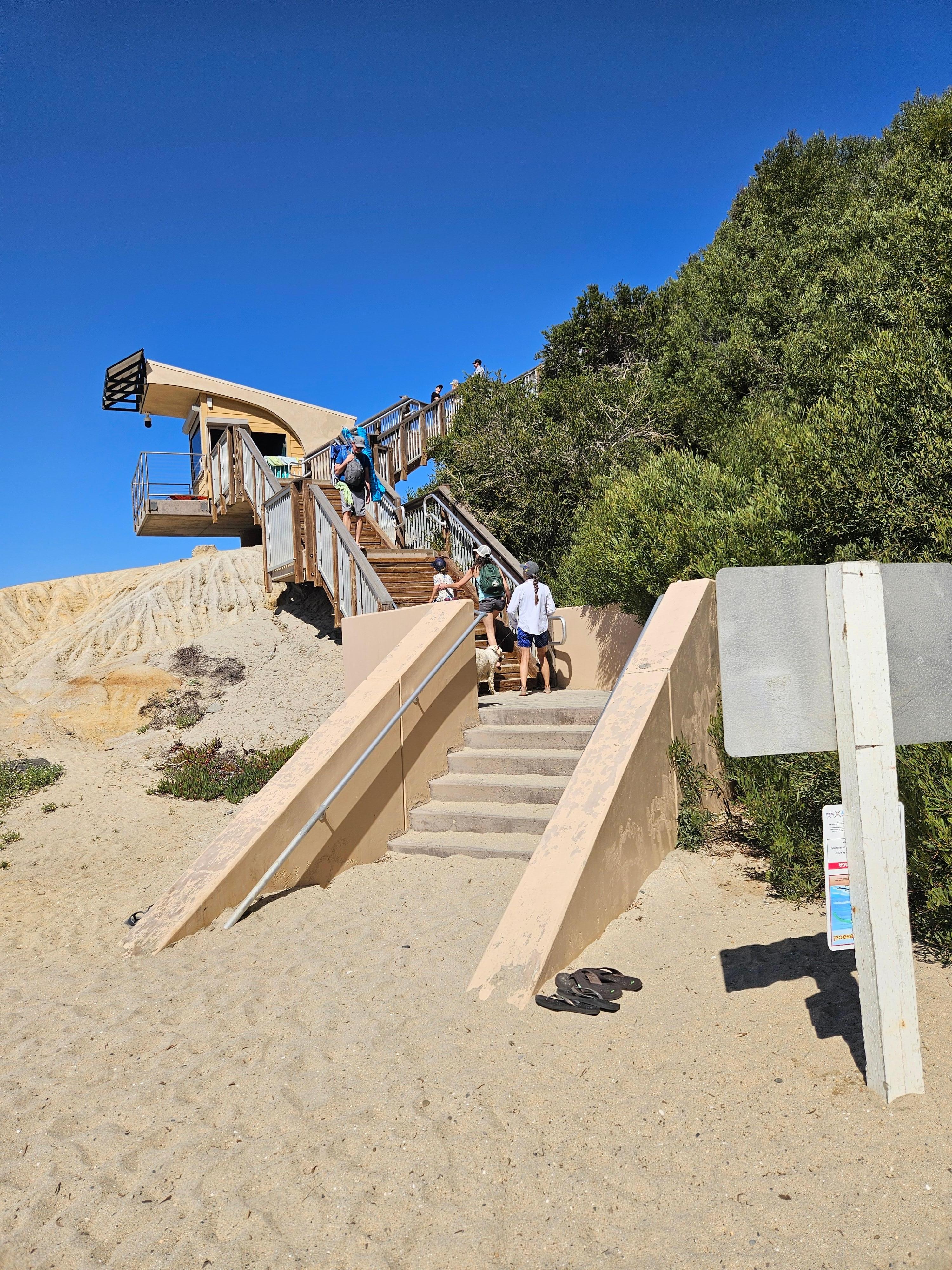 There are a LOT of stairs to get down to the beach.  Totally worth it, but it is noteworthy. 