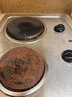 Stovetop rusted and crusty.