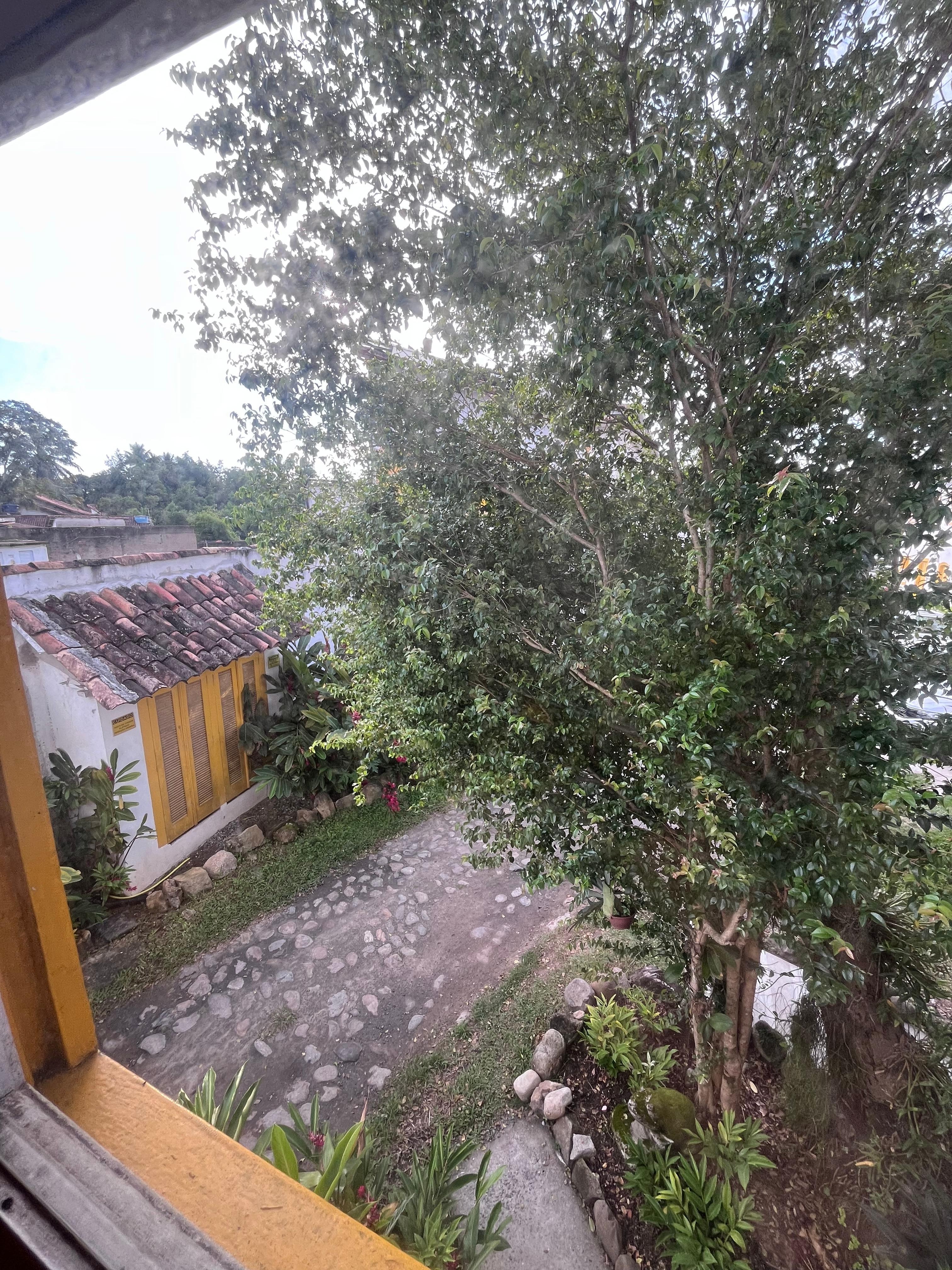 Vista da janela do quarto (andar superior em cima da recepção - escada não acessivel para pessoas com mobilidade reduzida)