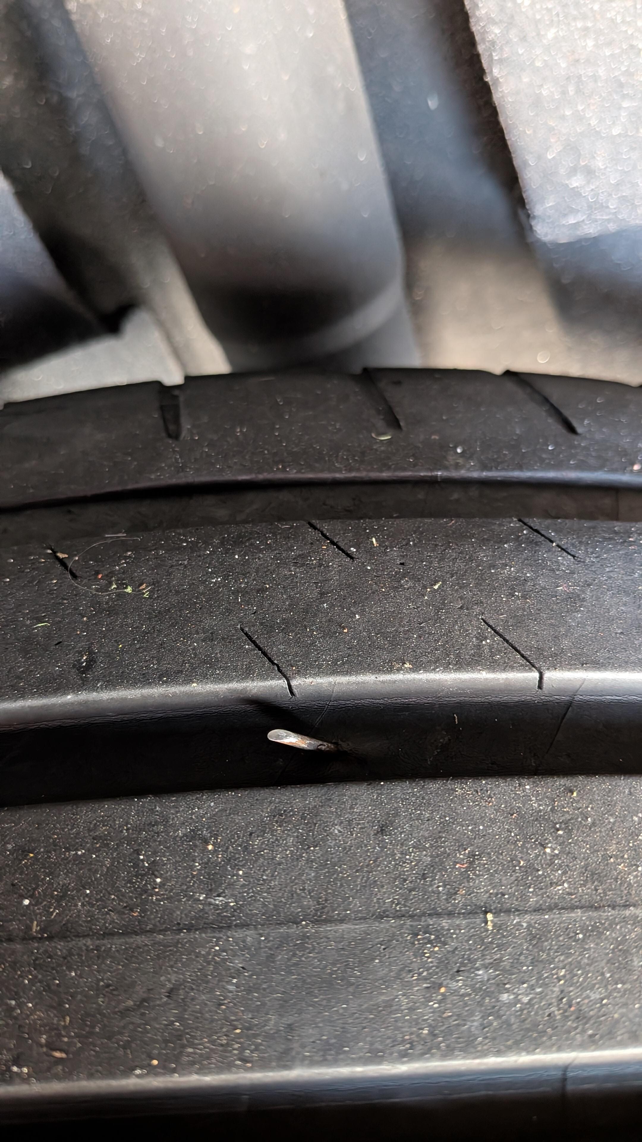 The nail in our tire because of the construction
