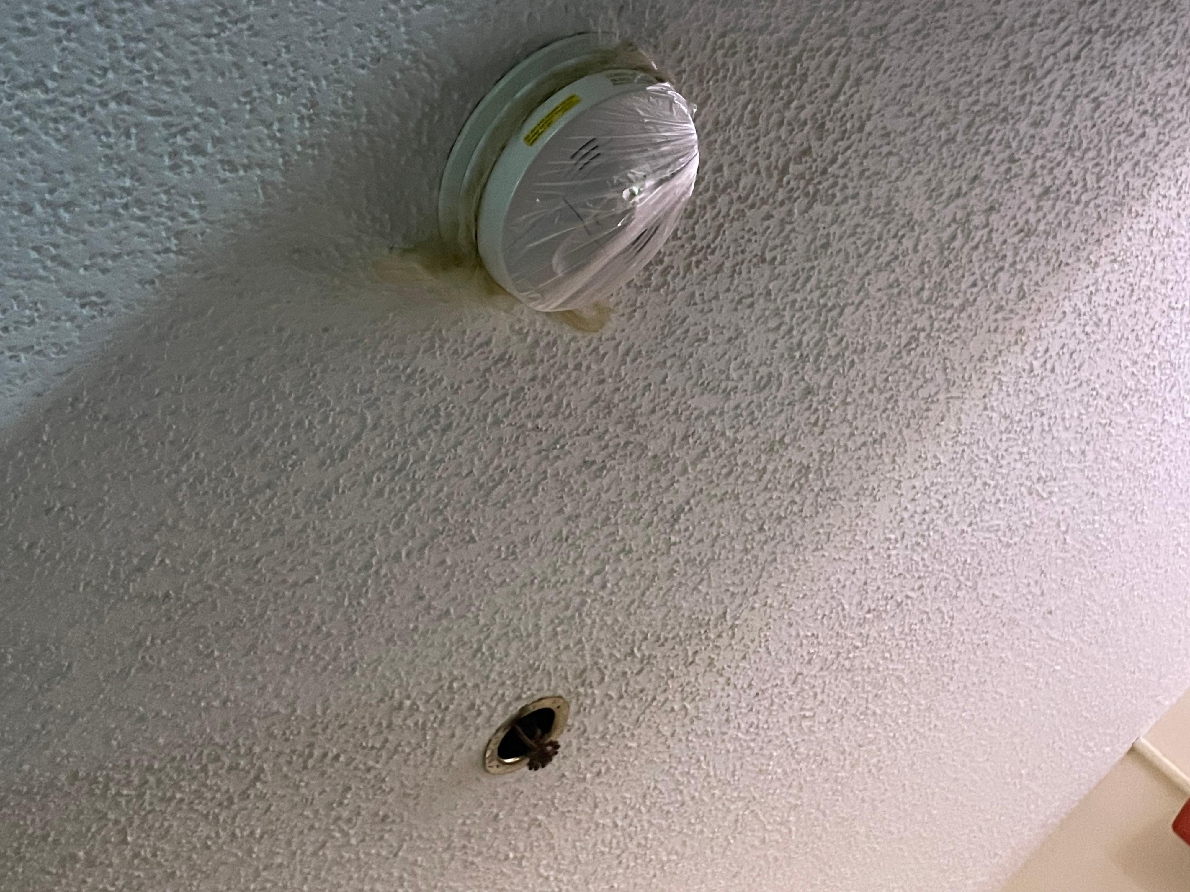 There was a bag tied around the fire alarm and we couldn’t get it off. If they really cleaned the place that would not be there.