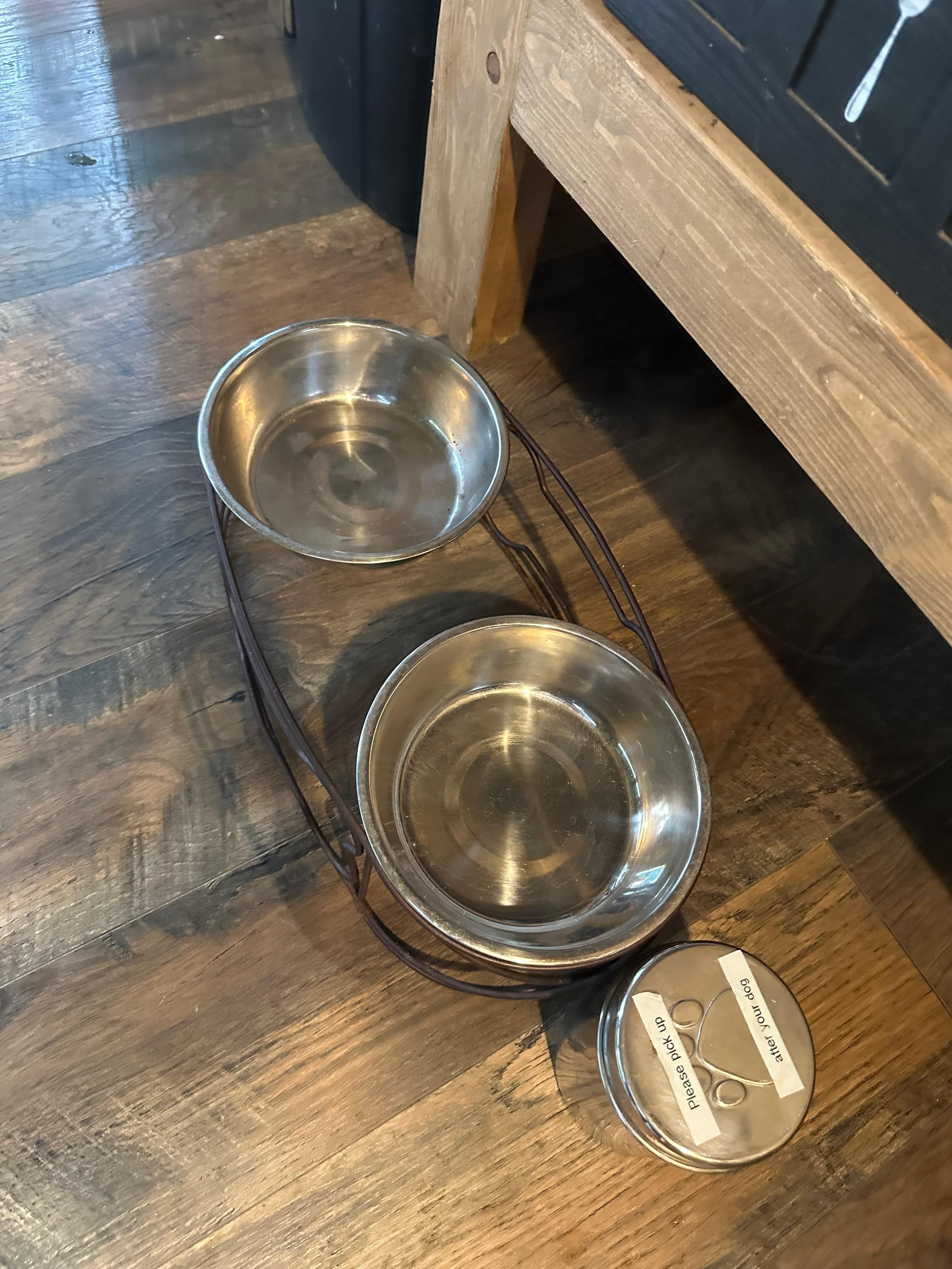 Dog bowls and poop bags