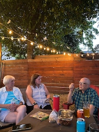 Drinks and snacks around the fire pit