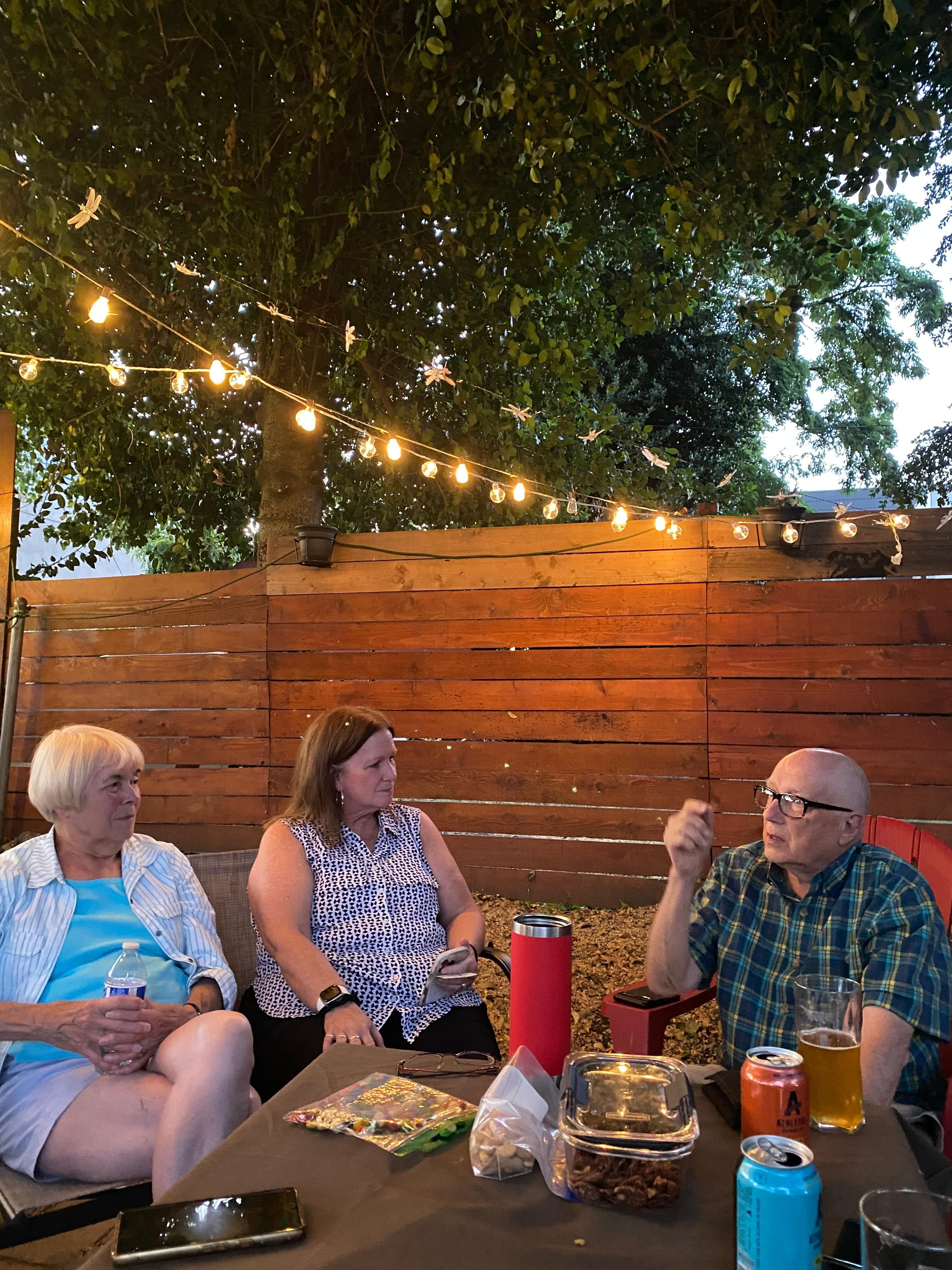 Drinks and snacks around the fire pit 