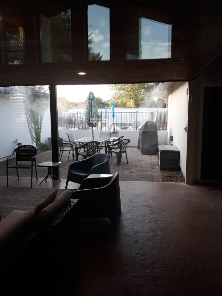 Misting system in patio