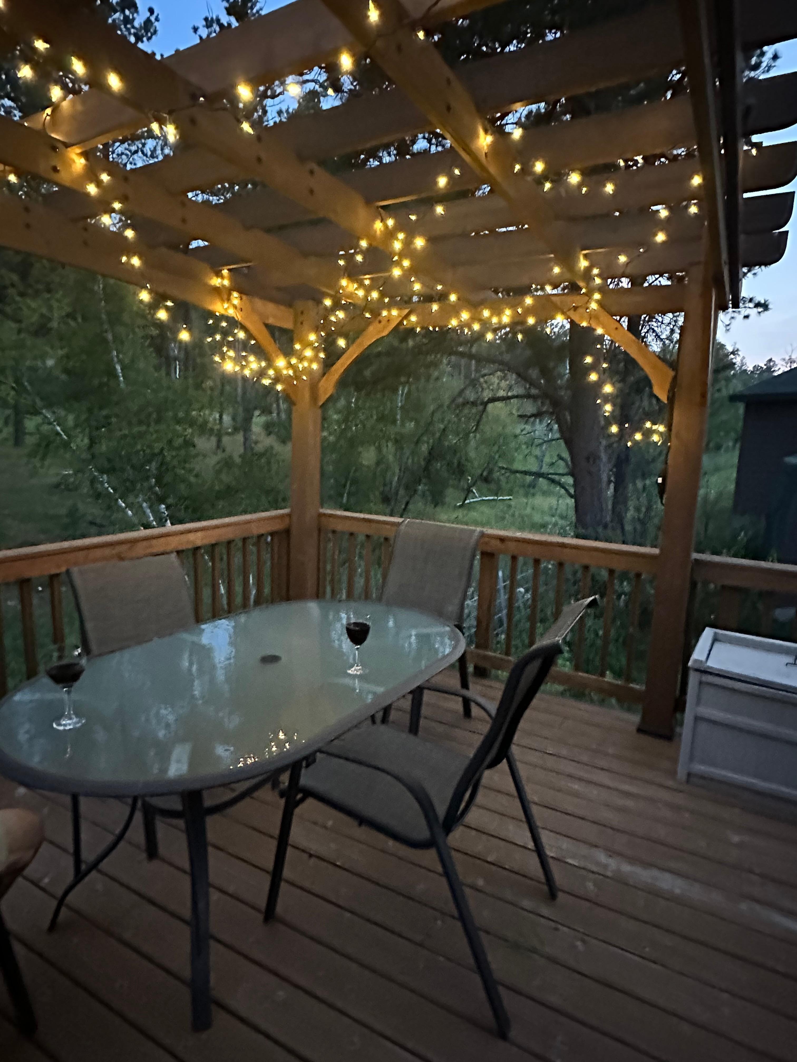 Love the back deck with lights 