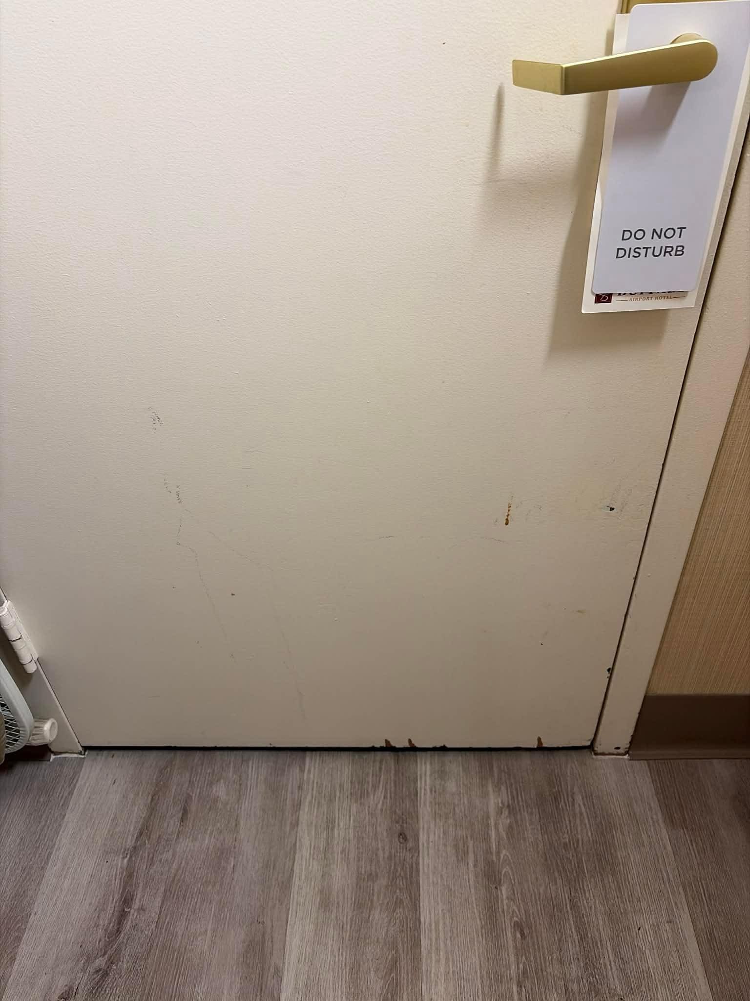 the entire back of the door had dripping liquid of something running down it 