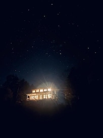 Lowell's Getaway at night.