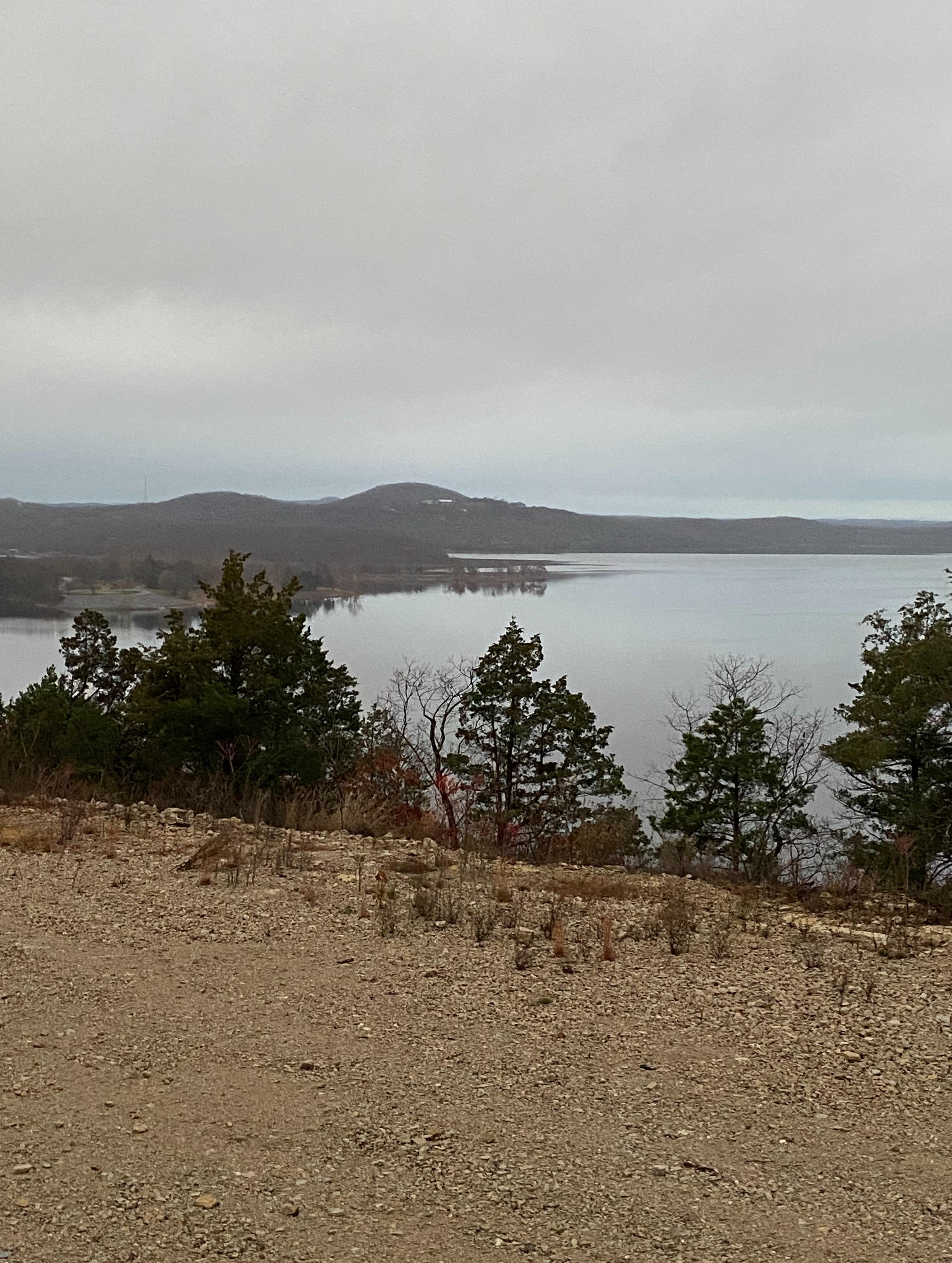 Gravel drive behind properties. We walked it. Beautiful view!
