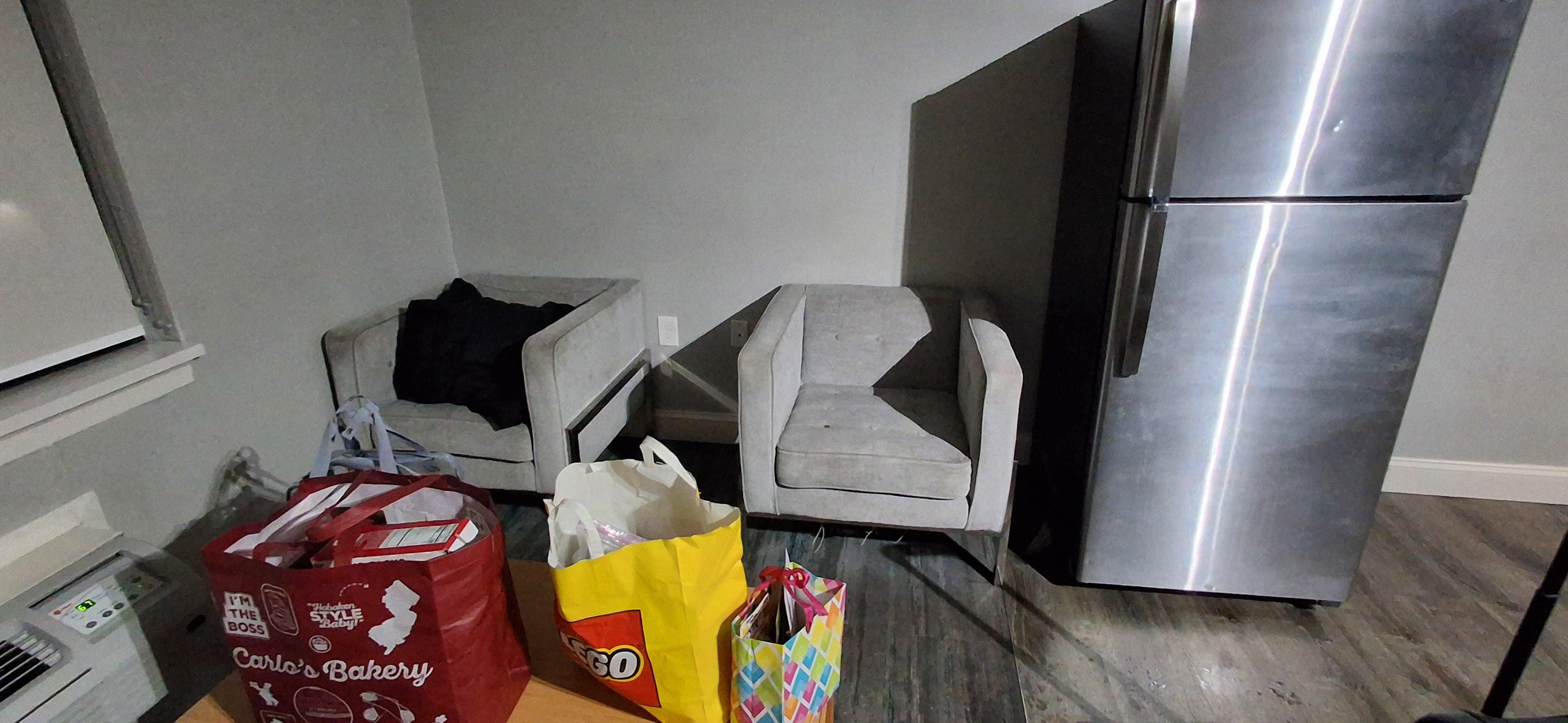 No couch as represented by photos. I had to sit up all night in a chair because I'm disabled and they didn't say anything online about all beds being upstairs. No sleep for me. No other rooms available. 