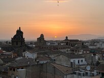 Watching the sunset from the roof deck