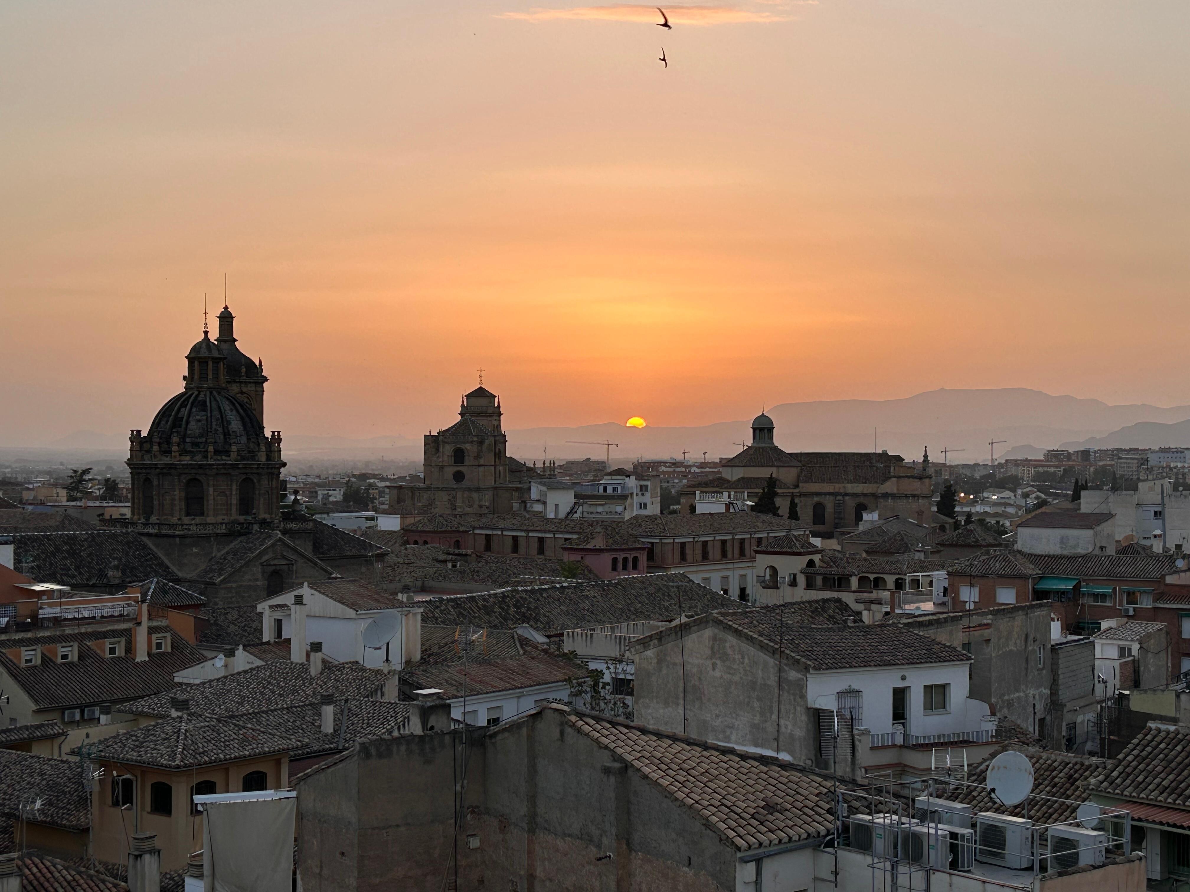 Watching the sunset from the roof deck