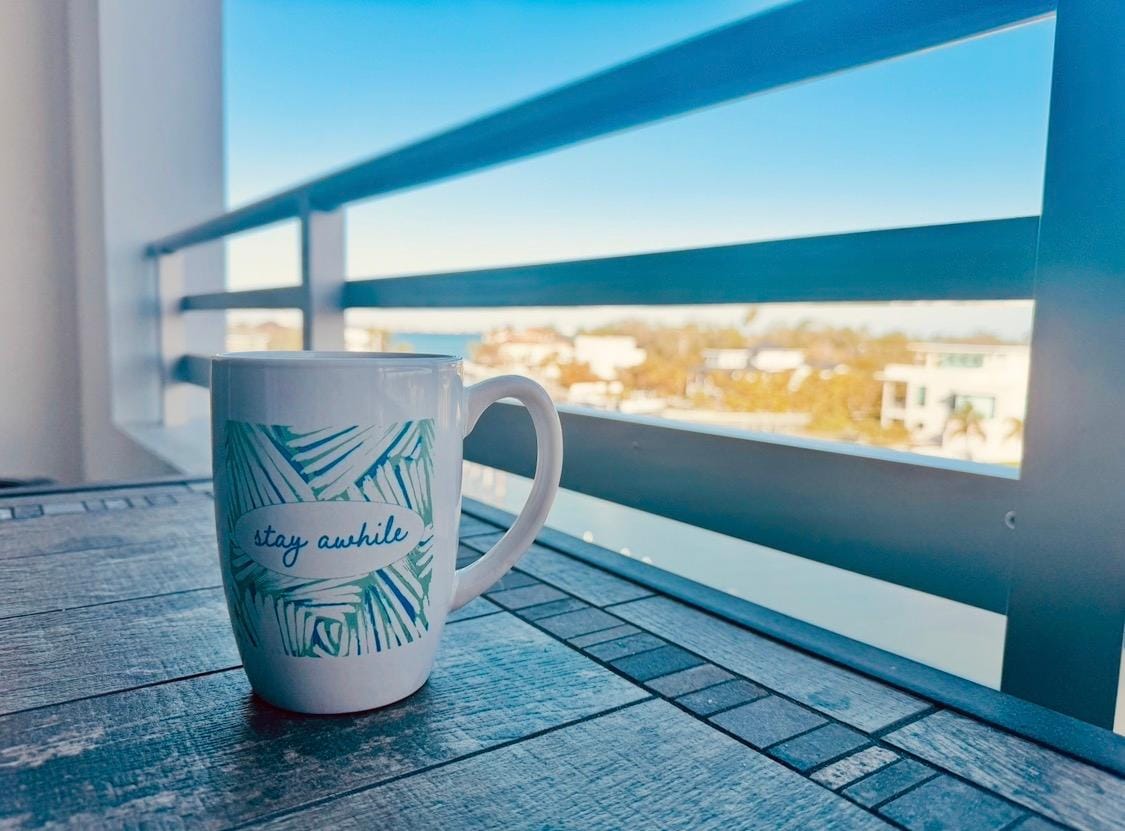 Morning coffee with a beautiful view. 