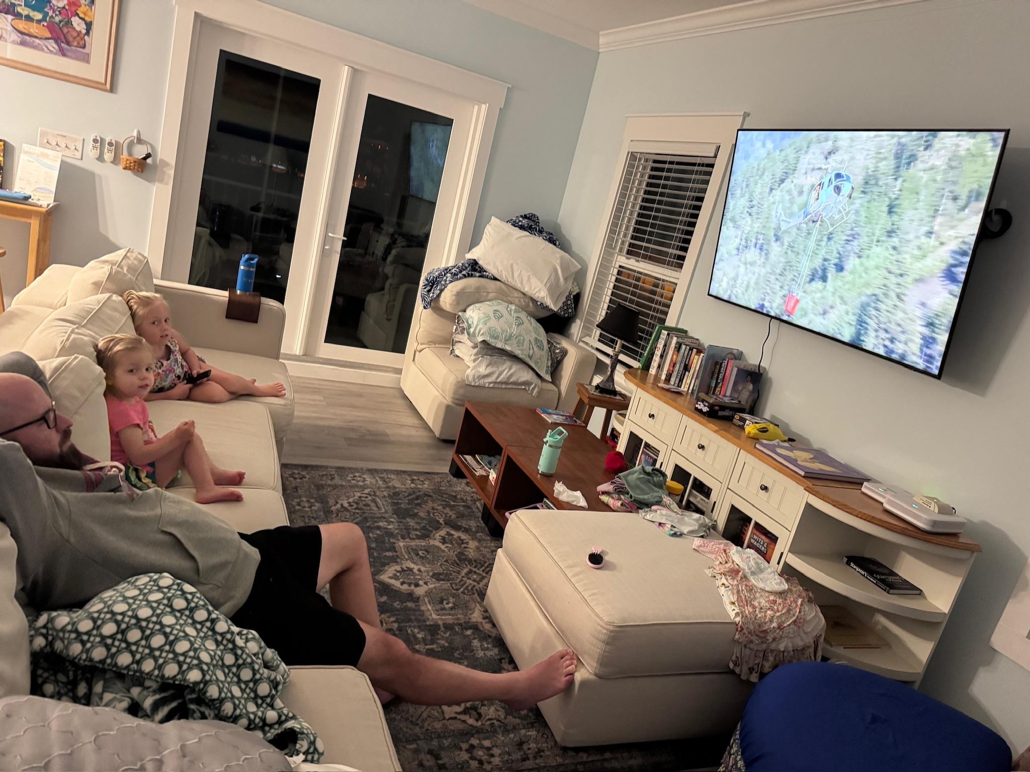 TV’s in every room. A lot of furniture in the family room. 