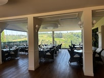 Indoor area for breakfast - amazing view!