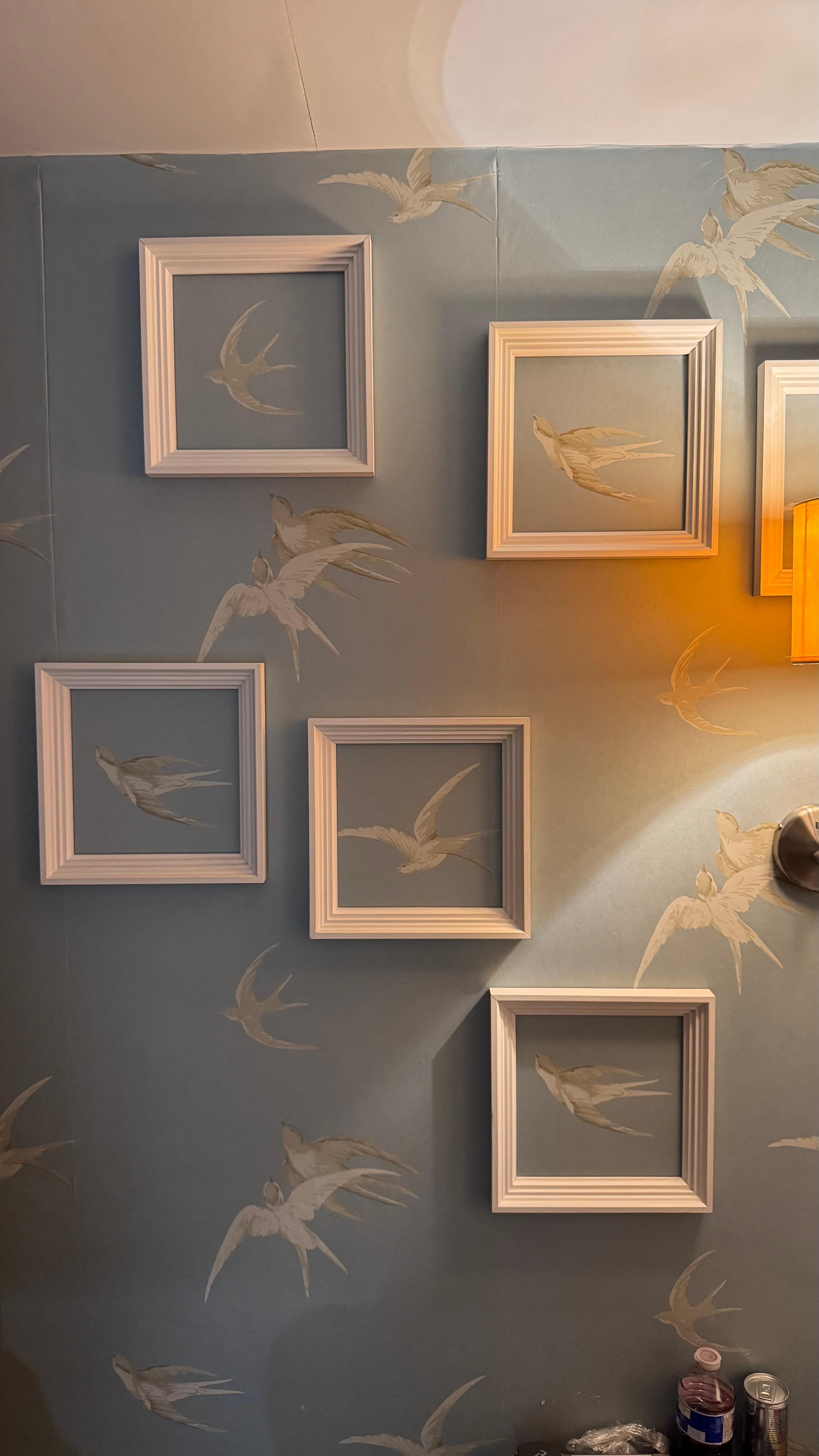 Great idea “framing” the wallpaper! Love it. 