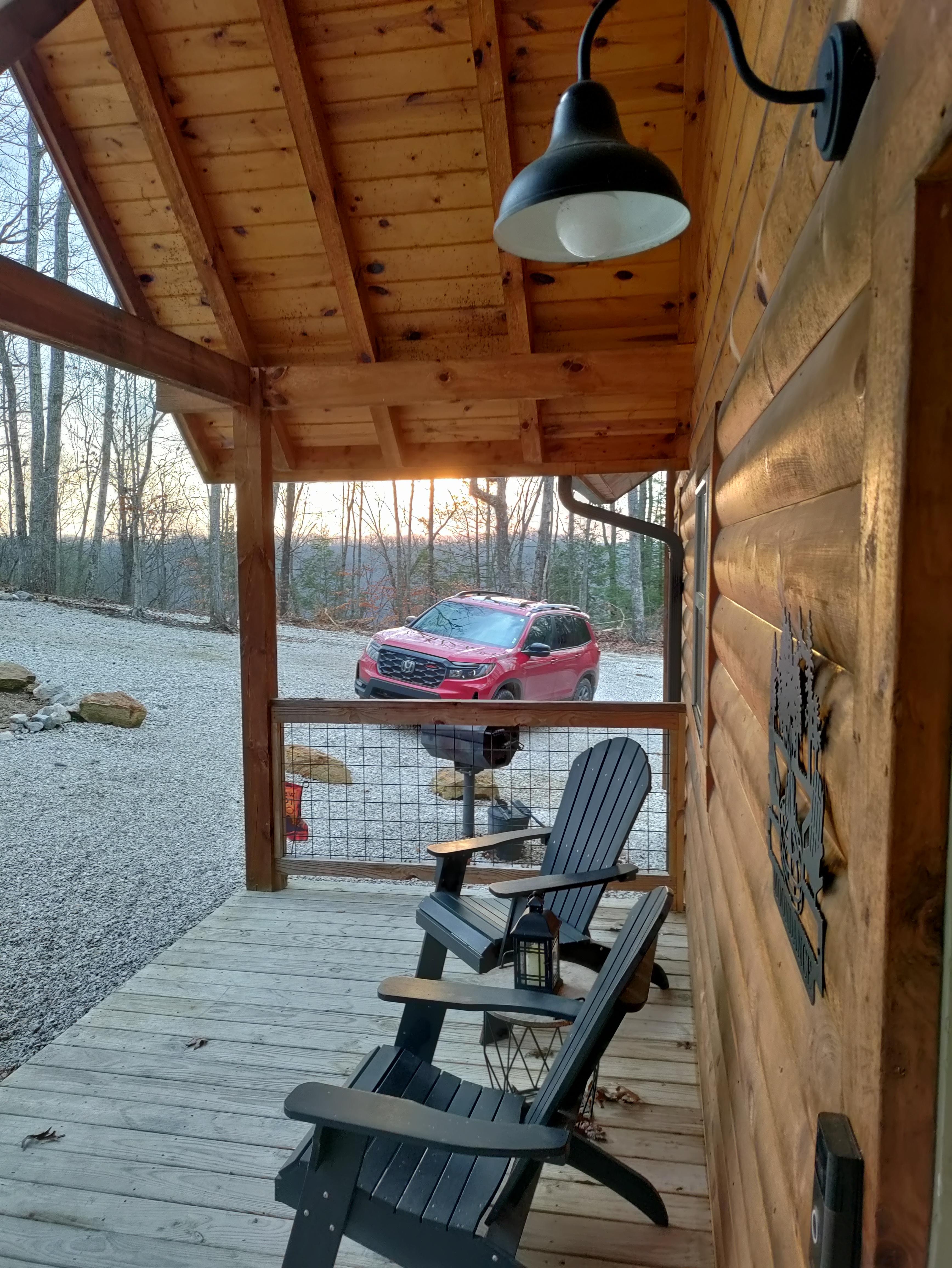 View to parking area from front porch