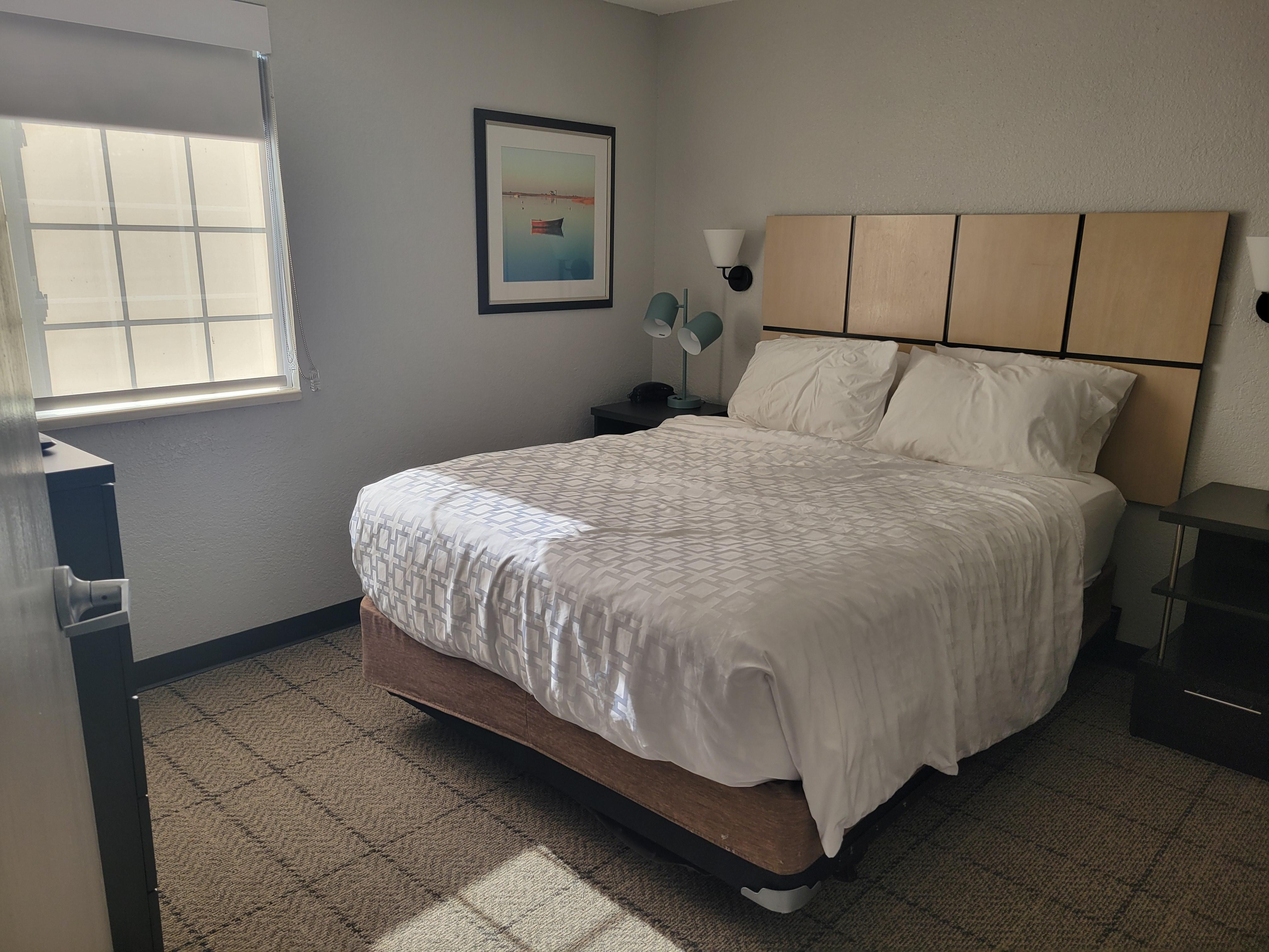 Bedroom (after two nights) Second tv on dresser.